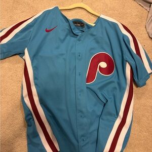 Phillies Castellanos Nike Blue and Red Baseball Jersey
